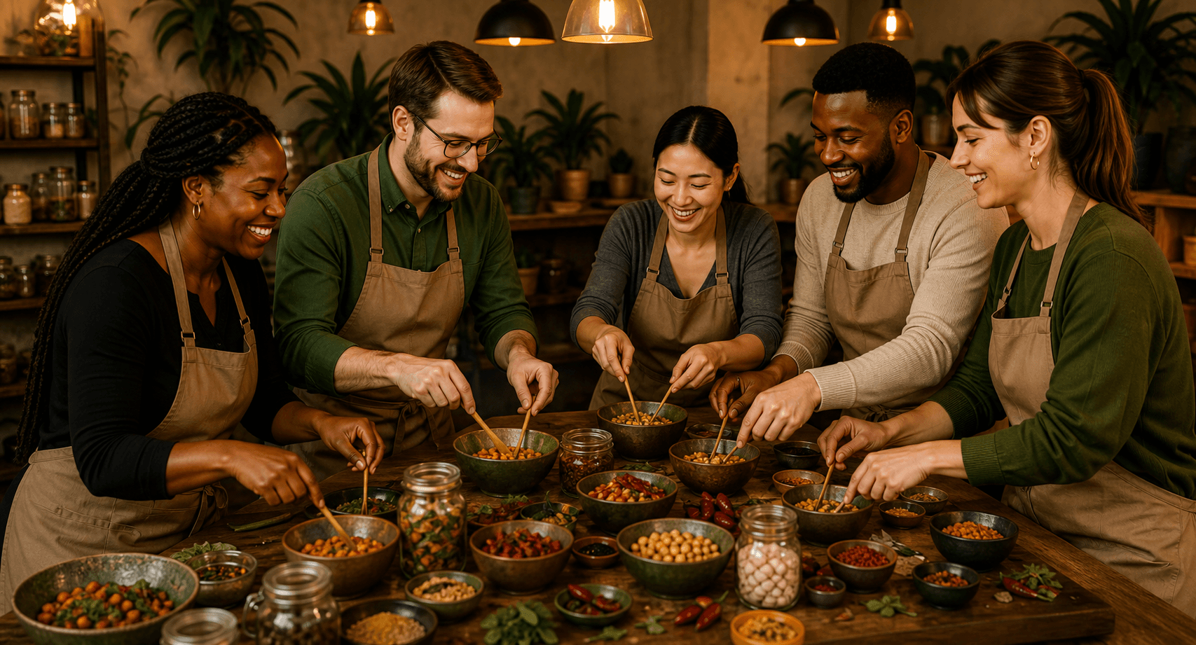 Équipe réunie autour d'un atelier culinaire Kulabox